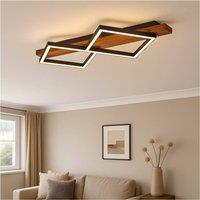 Loops Stylish LED Semi-Flush Ceiling Light in Black & Brown Rustic Design