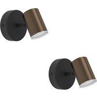 Loops 2 PACK Sleek Bronze / Black LED Ceiling Spotlight - Bathroom Lighting