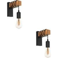 Loops 2 PACK Stylish Modern Black & Brown LED Wall Light for Indoor Spaces
