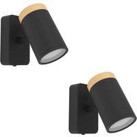 Loops 2 PACK Sleek LED Ceiling Spotlight in Black / Brown - Bathroom Lamp