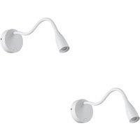 Loops 2 PACK Sleek White LED Wall Light - Perfect Reading Indoor Lamp
