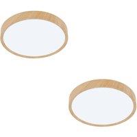 Loops 2 PACK Stylish Natural Wooden Effect Indoor Ceiling Light for Any Room