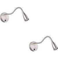 Loops 2 PACK Sleek Satin Nickel Wall Light - LED Indoor Lighting Fixture in Metallics