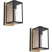 Loops 2 PACK Stylish Modern Black & Brown Wall Light for Indoor Spaces