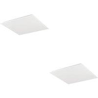 Loops 2 PACK White Square Ceiling Light - Semi Flush Modern Panel Lighting