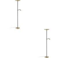 Loops 2 PACK Stylish Brushed Brass & Black LED Floor Lamp for Indoor Space