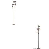 Loops 2 PACK Stylish Design Antique Brown & Black Floor Lamp - Indoor Use