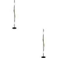 Loops 2 PACK Stylish Black & Brushed Brass LED Floor Lamp for Interiors