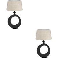 Loops 2 PACK Stylish Modern Black Table Lamp for Contemporary Home Decor
