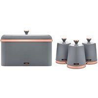 Tower Cavaletto Storage Set of Bread Bin & three Canisters EEJB282 in Grey | Size: A