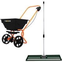 Monstershop Rotary Spreader & 100cm Lawn Leveller - Green