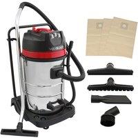 Monstershop 80L Industrial Vacuum, 4 Attachments & 3 Hoover Bags in Silver