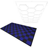 Monstershop Hexagon LED Light & Vented Garage Floor Tiles With Edges - 60 Black &