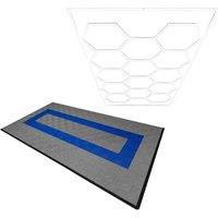 Monstershop Hexagon LED Light & Vented Garage Floor Tiles With Edges - 90 Grey &