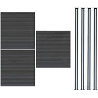 Monstershop Composite Fence Panels & LED Posts 6ft x 17ft - Grey