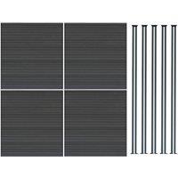 Monstershop Composite Fence Panels & LED Posts 6ft x 23ft - Grey