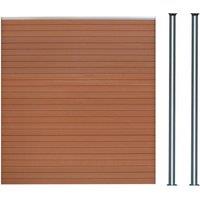 Monstershop Composite Fence Panel & LED Posts 6ft x 6ft - Brown in Terracotta
