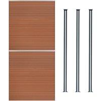 Monstershop Composite Fence Panels & LED Posts 6ft x 11.5ft - Brown in Terracotta