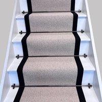 RainbowHome Keswick Cream Fleck Weave Stair Runner with 100% Cotton Black Border in Beige | Size: 60 cm x 600 cm