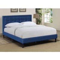 Comfy Living Ltd Fabric Bedframe With Buttoned Headboard in Dark Blue | Size: King
