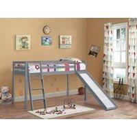 Comfy Living Ltd 3ft Wooden Mid Sleeper Various Colours With Slide in Grey | Size: Single