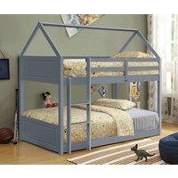 Comfy Living Ltd 3ft House Style Bunkbed in Natural Grey or White | Size: Single