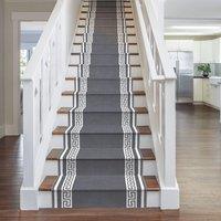 runrug Grey Key Stair Carpet Runner | Size: 80 cm x 480 cm