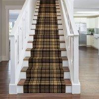 runrug Stair Runner Carpet for Staircases - Soft & Comfy, 9mm - 'Tartan' in Brown | Size: 70 cm x 690 cm