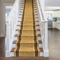 runrug Stair Runner Carpet for Staircases - Soft & Comfy, 9mm - 'Tribal' in Beige | Size: 60 cm x 630 cm