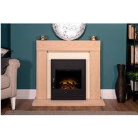 Adam Fires & Fireplaces Malmo Fireplace in Oak & Cream with Oslo Electric Inset Stove in Black, 39 Inch in Black