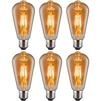 Ferretti ST64 Amber Squirrel Cage E27 LED Straight Filament Dimmable Bulb Pack in Clear | Size: Pack of 6