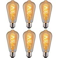 Ferretti ST64 Amber Squirrel Cage E27 LED Spiral Filament Dimmable Bulb Pack | Size: Pack of 6