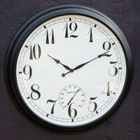 Primrose Outdoor Garden Clock With Thermometer & Metal Casing Brown Big Time 90cm