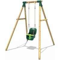 OutdoorToys Wooden Single Garden Swing Set - Baby Seat - Pluto in Green