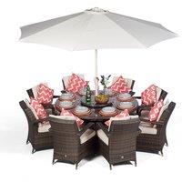 Thats Furniture Arizona Round 8 Seater Rattan Patio Dining Set in Brown