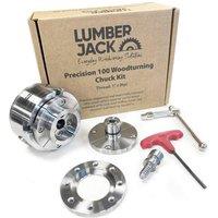 Lumberjack Precision 100 Woodturning 4-Jaw Lathe Chuck Set 1 Inch x 8 TPI Thread Includes Storage Box in Silver