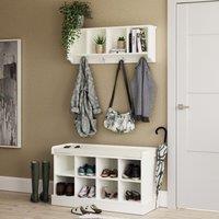 GFW Kempton Shoe Bench + Wall Rack in White