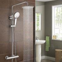 Nes Home Round Thermostatic Exposed Twin Head Mixer Shower Set in Metallic Silver