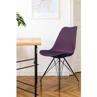 Fusion Living Soho Plastic Dining Chair with Black Metal Legs in Aubergine