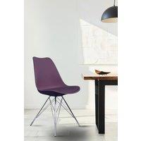 Fusion Living Soho Plastic Dining Chair with Chrome Metal Legs in Aubergine