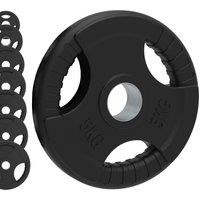 Monstershop Olympic Tri-Grip Rubber Weight Plates Black Pairs Sets 25kg