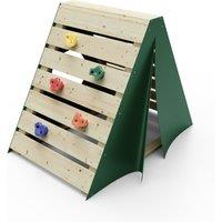 OutdoorToys Wooden Climbing Pyramid with Climbing Wall & Secret Den - Green