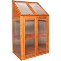 Samuel Alexander Wooden Mini Greenhouse Cold Frame - Small Greenhouse H120 x W69 x D49cm in Brown