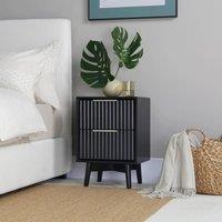 Home Garden Direct Monza 2 Drawer Bedside Table with Fluted Front Black