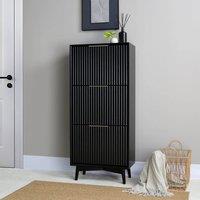 Home Garden Direct Monza Shoe Storage Cabinet with Fluted Doors Black