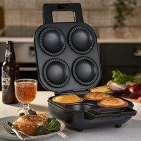 Cooks Professional Deep Fill Pie Maker with Crimping Edge, Spatula & Cutter - 4-Pie in Black