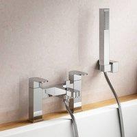 Nes Home Chrome Modern Bathroom Bath Shower Twin Lever Mixer Taps with Hand Held in Silver