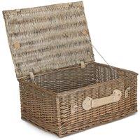 Red Hamper Wicker 56cm Antique Wash Picnic Basket in Grey
