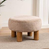 Scottish Everlastings Ltd Soft Faux Fur Round Mushroom Foot Stool in Beige