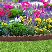Nicoman Flexible Rubber Garden Border Edging - Scallop Stone 1.2m in Brown | Size: 18 Pack